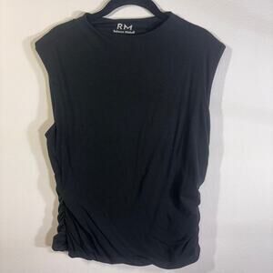 Rebecca Minkoff Black Ruched Side Top XL Sleeveless Stretch Blouse